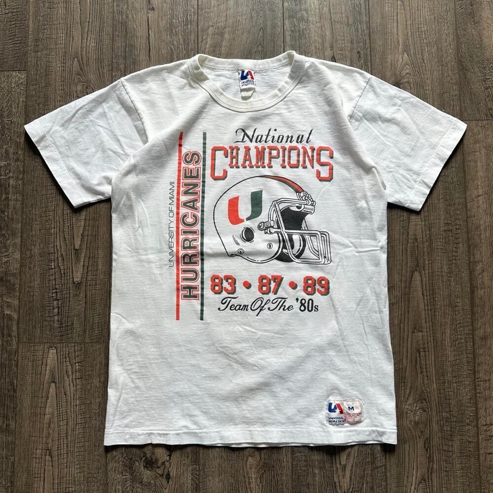 Rare Vintage 80s Miami Hurricanes Football National Champions NCAA Tee